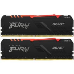 Озу Kingston DDR4 16GB (2x8GB) 3200Mhz FURY Beast RGB Black (KF432C16BBAK2/16) (Восстановлено продавцом, 723747)