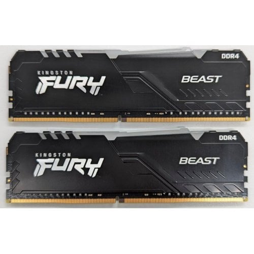 Купить Озу Kingston DDR4 32GB (2x16GB) 3200Mhz FURY Beast RGB Black (KF432C16BB1AK2/32) (Восстановлено продавцом, 723752) с проверкой совместимости: обзор, характеристики, цена в Киеве, Днепре, Одессе, Харькове, Украине | интернет-магазин TELEMART.UA фото