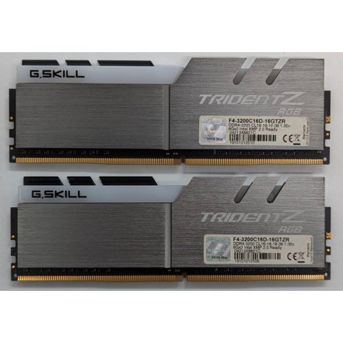 Купить Озу G.Skill DDR4 16GB (2x8GB) 3200Mhz Trident Z RGB (F4-3200C16D-16GTZR) (Восстановлено продавцом, 723798) с проверкой совместимости: обзор, характеристики, цена в Киеве, Днепре, Одессе, Харькове, Украине | интернет-магазин TELEMART.UA фото