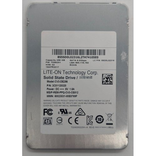 Купить Ssd-диск Lite-On 256GB 2.5" (CV3-DE256) (Восстановлено продавцом, 724071) с проверкой совместимости: обзор, характеристики, цена в Киеве, Днепре, Одессе, Харькове, Украине | интернет-магазин TELEMART.UA фото