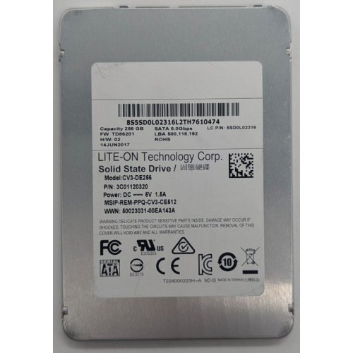 Купить Ssd-диск Lite-On 256GB 2.5" (CV3-DE256) (Восстановлено продавцом, 724074) с проверкой совместимости: обзор, характеристики, цена в Киеве, Днепре, Одессе, Харькове, Украине | интернет-магазин TELEMART.UA фото