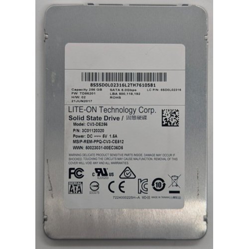 Ssd-диск Lite-On 256GB 2.5" (CV3-DE256) (Відновлено продавцем, 724076) купити з перевіркою сумісності: огляд, характеристики, ціна у Києві, Львові, Вінниці, Хмельницькому, Івано-Франківську, Україні | інтернет-магазин TELEMART.UA фото