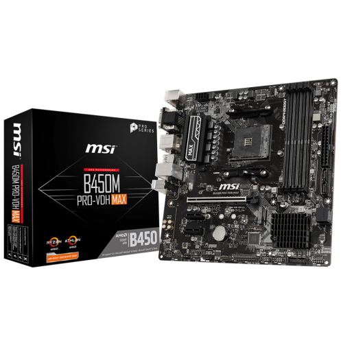 Материнська плата MSI B450M PRO-VDH MAX (sAM4, AMD B450) (Відновлено продавцем, 724538) купити з перевіркою сумісності: огляд, характеристики, ціна у Києві, Львові, Вінниці, Хмельницькому, Івано-Франківську, Україні | інтернет-магазин TELEMART.UA фото