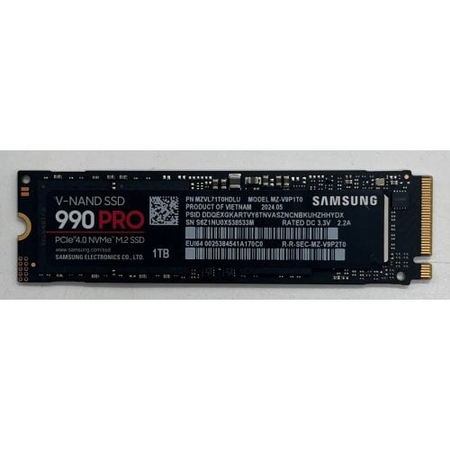 Ssd-диск Samsung 990 PRO V-NAND 3-bit MLC 1TB M.2 (2280 PCI-E) NVMe 2.0 (MZ-V9P1T0BW) (Відновлено продавцем, 724604) купити з перевіркою сумісності: огляд, характеристики, ціна у Києві, Львові, Вінниці, Хмельницькому, Івано-Франківську, Україні | інтернет-магазин TELEMART.UA фото