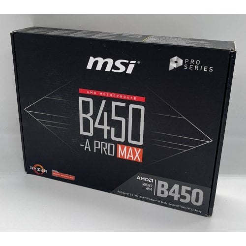 Материнська плата MSI B450-A PRO MAX (sAM4, AMD B450) (Відновлено продавцем, 725042) купити з перевіркою сумісності: огляд, характеристики, ціна у Києві, Львові, Вінниці, Хмельницькому, Івано-Франківську, Україні | інтернет-магазин TELEMART.UA фото