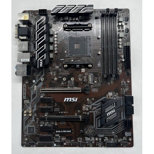 Материнська плата MSI B450-A PRO MAX (sAM4, AMD B450) (Відновлено продавцем, 725042) купити з перевіркою сумісності: огляд, характеристики, ціна у Києві, Львові, Вінниці, Хмельницькому, Івано-Франківську, Україні | інтернет-магазин TELEMART.UA фото