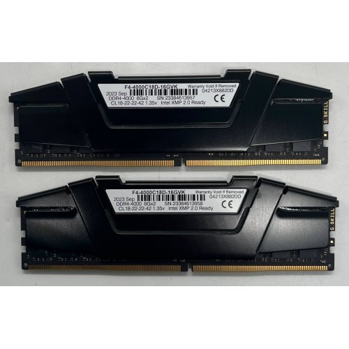 Купить Озу G.Skill DDR4 16GB (2x8GB) 4000Mhz Ripjaws V Black (F4-4000C18D-16GVK) (Восстановлено продавцом, 725375) с проверкой совместимости: обзор, характеристики, цена в Киеве, Днепре, Одессе, Харькове, Украине | интернет-магазин TELEMART.UA фото