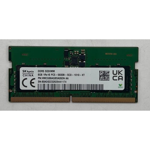 Hynix 8 GB SO-DIMM DDR5 5600 MHz (HMCG66AGBSA092N) (Відновлено продавцем, 725433) купити з перевіркою сумісності: огляд, характеристики, ціна у Києві, Львові, Вінниці, Хмельницькому, Івано-Франківську, Україні | інтернет-магазин TELEMART.UA фото