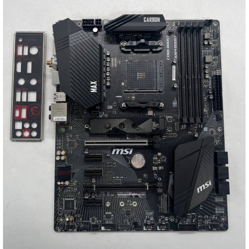 Материнська плата MSI B450 GAMING PRO CARBON MAX WIFI (sAM4, AMD B450) (Відновлено продавцем, 725658) купити з перевіркою сумісності: огляд, характеристики, ціна у Києві, Львові, Вінниці, Хмельницькому, Івано-Франківську, Україні | інтернет-магазин TELEMART.UA фото