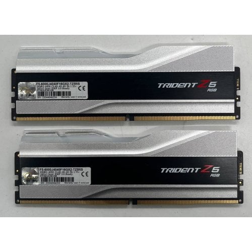 Озп G.Skill DDR5 32GB (2x16GB) 6000 Mhz Trident Z5 RGB Silver (F5-6000J4040F16GX2-TZ5RS) (Відновлено продавцем, 725814) купити з перевіркою сумісності: огляд, характеристики, ціна у Києві, Львові, Вінниці, Хмельницькому, Івано-Франківську, Україні | інтернет-магазин TELEMART.UA фото