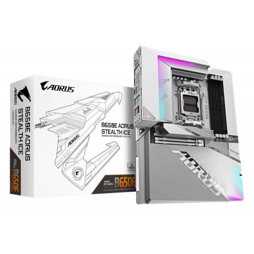 Купить Уценка материнская плата Gigabyte B650E AORUS STEALTH ICE (sAM5, AMD B650) (Следы установки, 727163) с проверкой совместимости: обзор, характеристики, цена в Киеве, Днепре, Одессе, Харькове, Украине | интернет-магазин TELEMART.UA фото