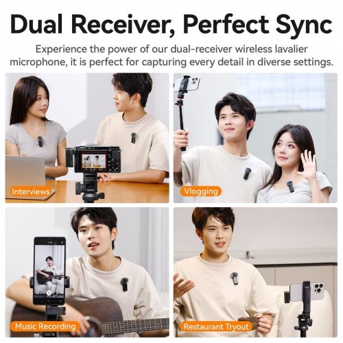 Купити Мікрофон Ulanzi A100 Wireless Lavalier Microphone USB Type-C (A100 A014A) Black - ціна в Києві, Львові, Вінниці, Хмельницькому, Франківську, Україні | інтернет-магазин TELEMART.UA фото