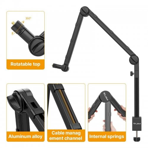 Купити Стійка-пантограф Ulanzi VIJIM LS24 Microphone Boom Arm (LS24 2806) Black - ціна в Києві, Львові, Вінниці, Хмельницькому, Франківську, Україні | інтернет-магазин TELEMART.UA фото