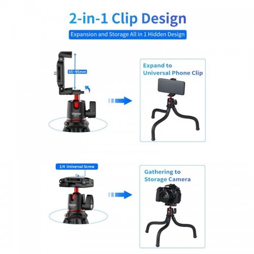 Купити Штатив Ulanzi MT-11 Octopus Tripod for Camera & Smartphones (MT-11 1907) Black - ціна в Києві, Львові, Вінниці, Хмельницькому, Франківську, Україні | інтернет-магазин TELEMART.UA фото