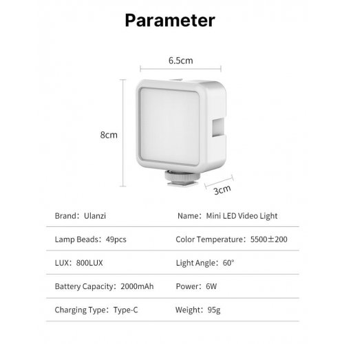 Купить Видеосвет Ulanzi VL49 Rechargeable Mini LED Light (VL49 2215) White - цена в Харькове, Киеве, Днепре, Одессе
в интернет-магазине Telemart фото