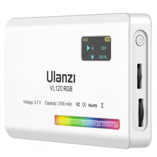 Купити Відеосвітло Ulanzi VL120 RGB Light (VL120RGB 2587) White - ціна в Києві, Львові, Вінниці, Хмельницькому, Франківську, Україні | інтернет-магазин TELEMART.UA фото