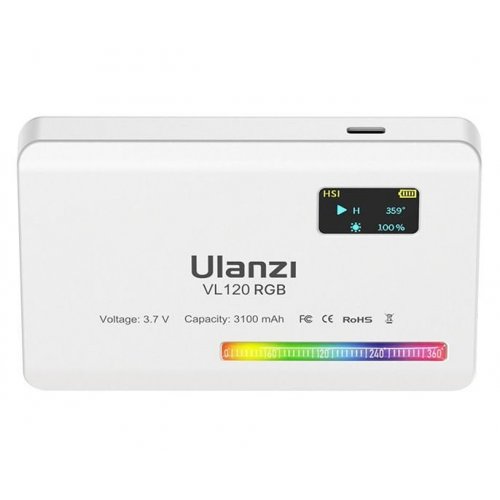 Купити Відеосвітло Ulanzi VL120 RGB Light (VL120RGB 2587) White - ціна в Києві, Львові, Вінниці, Хмельницькому, Франківську, Україні | інтернет-магазин TELEMART.UA фото