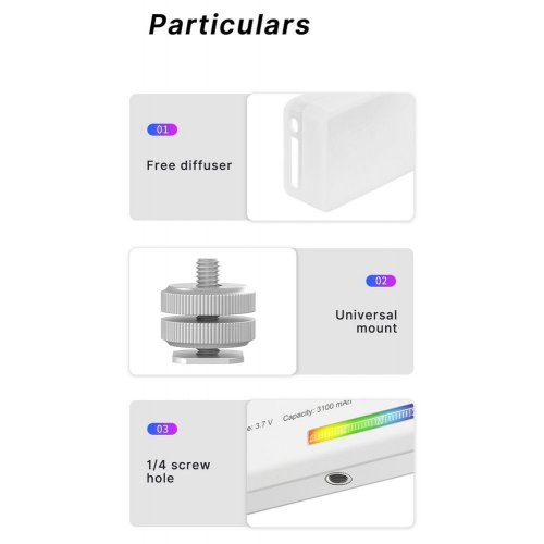 Купить Видеосвет Ulanzi VL120 RGB Light (VL120RGB 2587) White - цена в Харькове, Киеве, Днепре, Одессе
в интернет-магазине Telemart фото