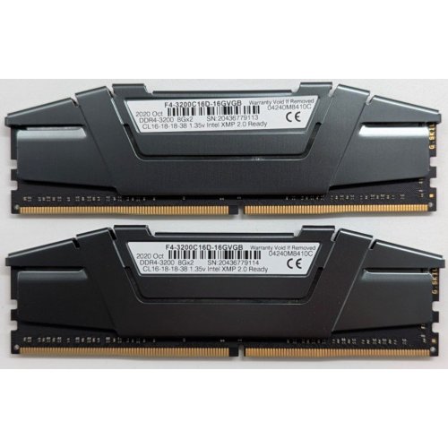 Купить Озу G.Skill DDR4 16GB (2x8GB) 3200Mhz Ripjaws V (F4-3200C16D-16GVKB) (Восстановлено продавцом, 727652) с проверкой совместимости: обзор, характеристики, цена в Киеве, Днепре, Одессе, Харькове, Украине | интернет-магазин TELEMART.UA фото