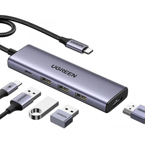 Купить USB-хаб Ugreen CM511 USB Type-C 5 in 1 (15596) Space Gray - цена в Харькове, Киеве, Днепре, Одессе
в интернет-магазине Telemart фото