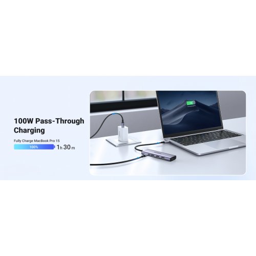 Купити USB-хаб Ugreen CM511 USB Type-C 5 in 1 (15596) Space Gray - ціна в Києві, Львові, Вінниці, Хмельницькому, Франківську, Україні | інтернет-магазин TELEMART.UA фото