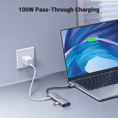 Купить USB-хаб Ugreen CM511 USB Type-C 5 in 1 (15596) Space Gray - цена в Харькове, Киеве, Днепре, Одессе
в интернет-магазине Telemart фото