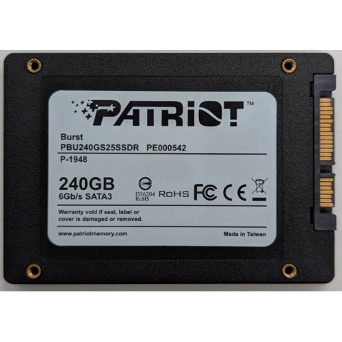 Купить Ssd-диск Patriot Burst 240GB TLC 2.5'' (PBU240GS25SSDR) (Восстановлено продавцом, 727990) с проверкой совместимости: обзор, характеристики, цена в Киеве, Днепре, Одессе, Харькове, Украине | интернет-магазин TELEMART.UA фото