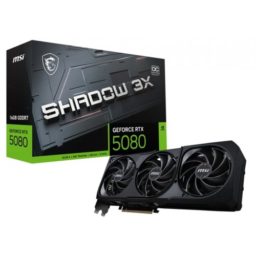 Відеокарта MSI GeForce RTX 5080 SHADOW 3X OC 16384MB (RTX 5080 16G SHADOW 3X OC) купити з перевіркою сумісності: огляд, характеристики, ціна у Києві, Львові, Вінниці, Хмельницькому, Івано-Франківську, Україні | інтернет-магазин TELEMART.UA фото