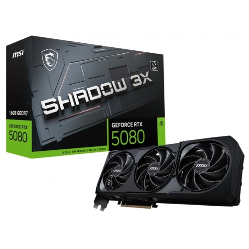 Відеокарта MSI GeForce RTX 5080 SHADOW 3X 16384MB (RTX 5080 16G SHADOW 3X) купити з перевіркою сумісності: огляд, характеристики, ціна у Києві, Львові, Вінниці, Хмельницькому, Івано-Франківську, Україні | інтернет-магазин TELEMART.UA фото