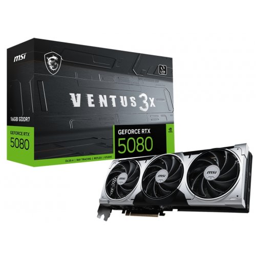 Відеокарта MSI GeForce RTX 5080 VENTUS 3X PLUS 16384MB (RTX 5080 16G VENTUS 3X PLUS) купити з перевіркою сумісності: огляд, характеристики, ціна у Києві, Львові, Вінниці, Хмельницькому, Івано-Франківську, Україні | інтернет-магазин TELEMART.UA фото