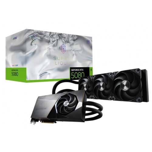 Відеокарта MSI GeForce RTX 5080 SUPRIM LIQUID OC 16384MB (RTX 5080 16G SUPRIM LIQUID OC) купити з перевіркою сумісності: огляд, характеристики, ціна у Києві, Львові, Вінниці, Хмельницькому, Івано-Франківську, Україні | інтернет-магазин TELEMART.UA фото