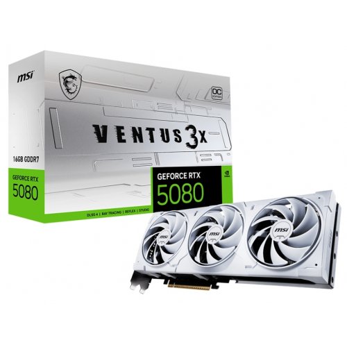 Відеокарта MSI GeForce RTX 5080 VENTUS 3X OC WHITE 16384MB (RTX 5080 16G VENTUS 3X OC WHITE) купити з перевіркою сумісності: огляд, характеристики, ціна у Києві, Львові, Вінниці, Хмельницькому, Івано-Франківську, Україні | інтернет-магазин TELEMART.UA фото