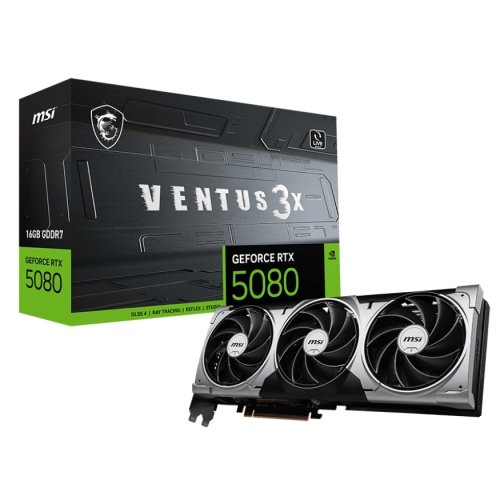 Відеокарта MSI GeForce RTX 5080 VENTUS 3X 16384MB (RTX 5080 16G VENTUS 3X) купити з перевіркою сумісності: огляд, характеристики, ціна у Києві, Львові, Вінниці, Хмельницькому, Івано-Франківську, Україні | інтернет-магазин TELEMART.UA фото