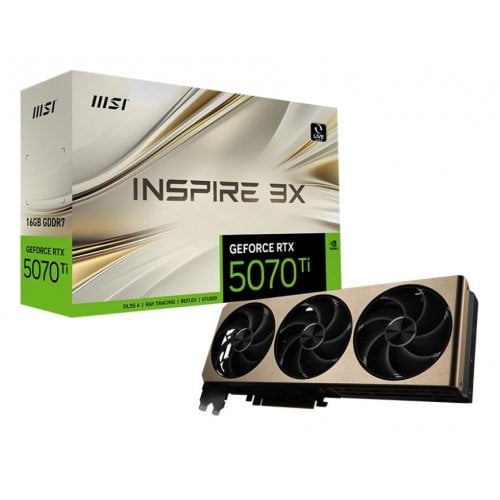 Відеокарта MSI GeForce RTX 5070 Ti INSPIRE 3X PLUS 16384MB (RTX 5070 Ti 16G INSPIRE 3X PLUS) купити з перевіркою сумісності: огляд, характеристики, ціна у Києві, Львові, Вінниці, Хмельницькому, Івано-Франківську, Україні | інтернет-магазин TELEMART.UA фото