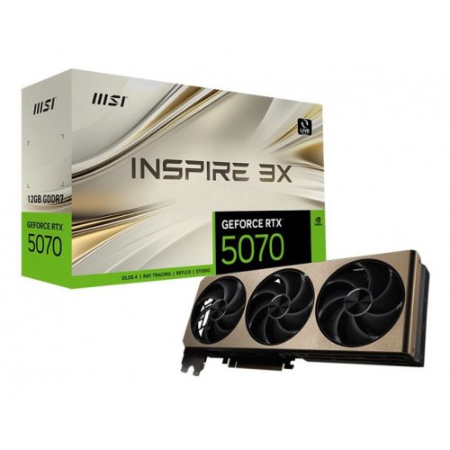 Купить Видеокарта MSI GeForce RTX 5070 INSPIRE 3X 12288MB (RTX 5070 12G INSPIRE 3X) с проверкой совместимости: обзор, характеристики, цена в Киеве, Днепре, Одессе, Харькове, Украине | интернет-магазин TELEMART.UA фото