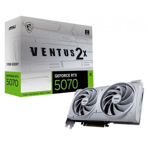 Відеокарта MSI GeForce RTX 5070 VENTUS 2X WHITE 12288MB (RTX 5070 12G VENTUS 2X WHITE) купити з перевіркою сумісності: огляд, характеристики, ціна у Києві, Львові, Вінниці, Хмельницькому, Івано-Франківську, Україні | інтернет-магазин TELEMART.UA фото