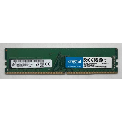 Купить Озу Crucial DDR4 8GB 3200Mhz (CT8G4DFRA32A) (Восстановлено продавцом, 728342) с проверкой совместимости: обзор, характеристики, цена в Киеве, Днепре, Одессе, Харькове, Украине | интернет-магазин TELEMART.UA фото