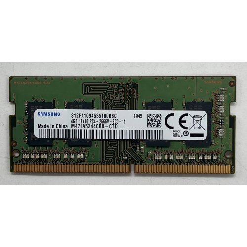 Купить Озу Samsung SODIMM DDR4 4GB 2666Mhz (M471A5244CB0-CTD) (Восстановлено продавцом, 728399) с проверкой совместимости: обзор, характеристики, цена в Киеве, Днепре, Одессе, Харькове, Украине | интернет-магазин TELEMART.UA фото