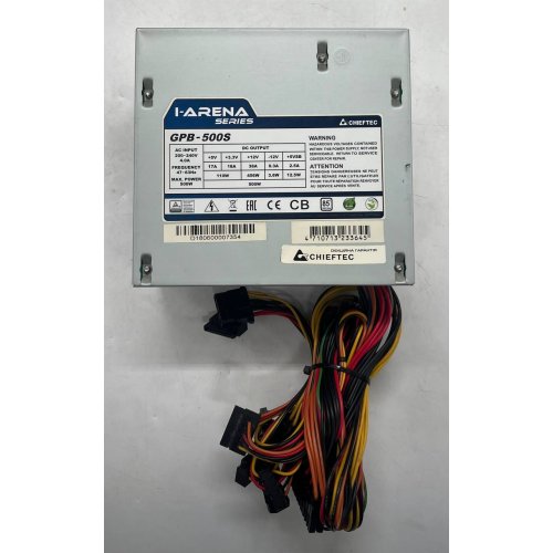 Блок живлення CHIEFTEC I-ARENA 500W (GPB-500S-Bulk) OEM (Відновлено продавцем, 728818) купити з перевіркою сумісності: огляд, характеристики, ціна у Києві, Львові, Вінниці, Хмельницькому, Івано-Франківську, Україні | інтернет-магазин TELEMART.UA фото