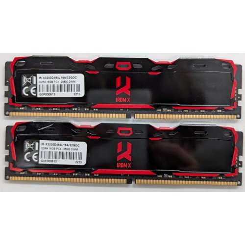 Купить Озу GoodRAM DDR4 32GB (2x16GB) 3200Mhz IRDM X Black (IR-X3200D464L16A/32GDC) (Восстановлено продавцом, 729439) с проверкой совместимости: обзор, характеристики, цена в Киеве, Днепре, Одессе, Харькове, Украине | интернет-магазин TELEMART.UA фото