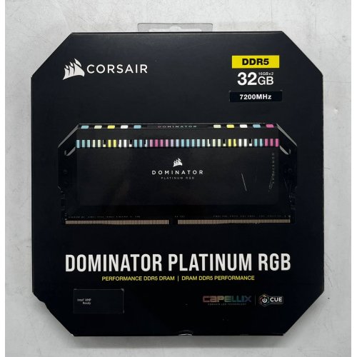 Озп Corsair DDR5 32GB (2x16GB) 7200Mhz Dominator Platinum RGB Black (CMT32GX5M2X7200C34) (Відновлено продавцем, 729746) купити з перевіркою сумісності: огляд, характеристики, ціна у Києві, Львові, Вінниці, Хмельницькому, Івано-Франківську, Україні | інтернет-магазин TELEMART.UA фото