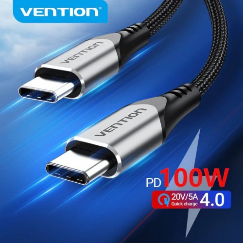 Купити Кабель Vention USB 2.0 Type-C to USB Type-C 100W 2m (TAEHH) Black - ціна в Києві, Львові, Вінниці, Хмельницькому, Франківську, Україні | інтернет-магазин TELEMART.UA фото