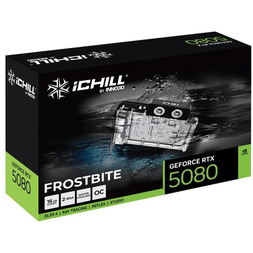 Відеокарта Inno3D GeForce RTX 5080 iCHILL FROSTBITE 16384MB (C50803-16D7X-1760FB) купити з перевіркою сумісності: огляд, характеристики, ціна у Києві, Львові, Вінниці, Хмельницькому, Івано-Франківську, Україні | інтернет-магазин TELEMART.UA фото