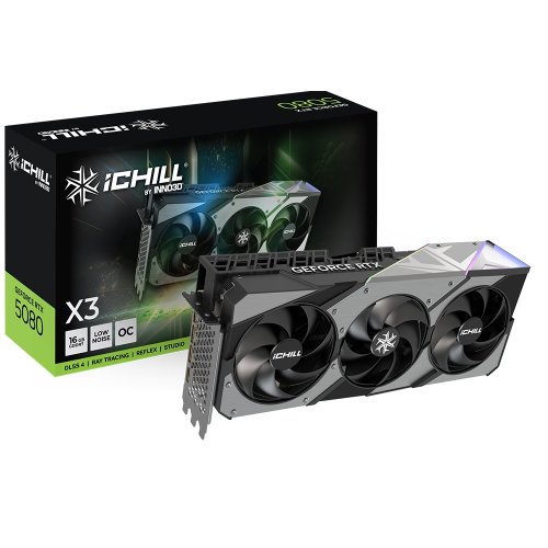 Відеокарта Inno3D GeForce RTX 5080 iCHILL X3 16384MB (C50803-16D7X-176069H) купити з перевіркою сумісності: огляд, характеристики, ціна у Києві, Львові, Вінниці, Хмельницькому, Івано-Франківську, Україні | інтернет-магазин TELEMART.UA фото