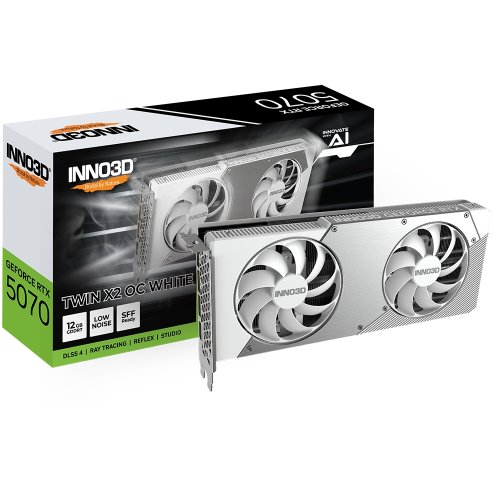 Відеокарта Inno3D GeForce RTX 5070 TWIN X2 OC WHITE 12288MB (N50702-12D7X-195064W) купити з перевіркою сумісності: огляд, характеристики, ціна у Києві, Львові, Вінниці, Хмельницькому, Івано-Франківську, Україні | інтернет-магазин TELEMART.UA фото