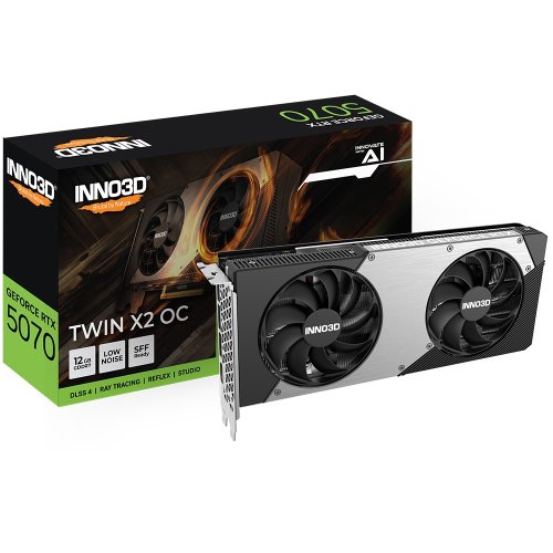 Відеокарта Inno3D GeForce RTX 5070 TWIN X2 OC 12288MB (N50702-12D7X-195064N) купити з перевіркою сумісності: огляд, характеристики, ціна у Києві, Львові, Вінниці, Хмельницькому, Івано-Франківську, Україні | інтернет-магазин TELEMART.UA фото