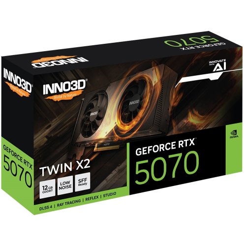 Відеокарта Inno3D GeForce RTX 5070 TWIN X2 12288MB (N50702-12D7-195064N) купити з перевіркою сумісності: огляд, характеристики, ціна у Києві, Львові, Вінниці, Хмельницькому, Івано-Франківську, Україні | інтернет-магазин TELEMART.UA фото