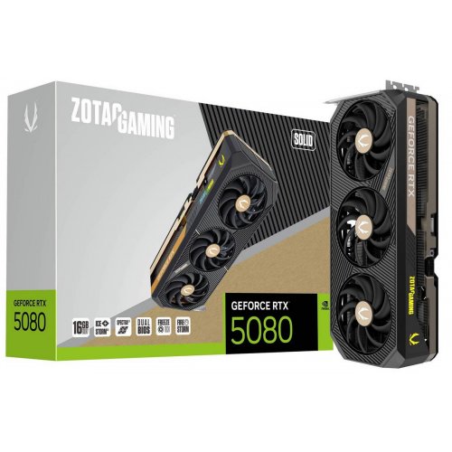 Купить Видеокарта Zotac GeForce RTX 5080 GAMING SOLID 16384MB (ZT-B50800D-10P) с проверкой совместимости: обзор, характеристики, цена в Киеве, Днепре, Одессе, Харькове, Украине | интернет-магазин TELEMART.UA фото