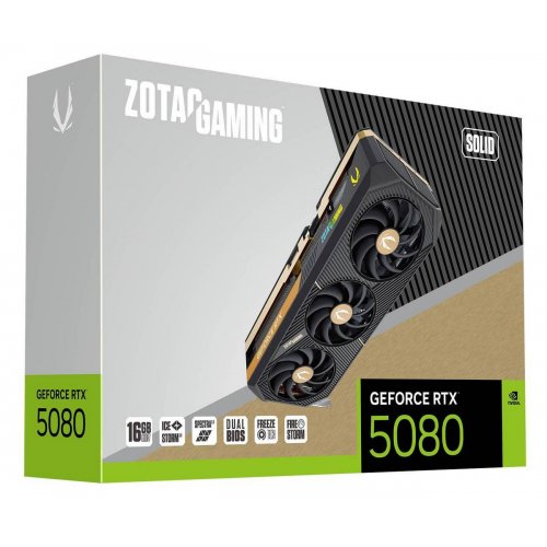 Купить Видеокарта Zotac GeForce RTX 5080 GAMING SOLID 16384MB (ZT-B50800D-10P) с проверкой совместимости: обзор, характеристики, цена в Киеве, Днепре, Одессе, Харькове, Украине | интернет-магазин TELEMART.UA фото