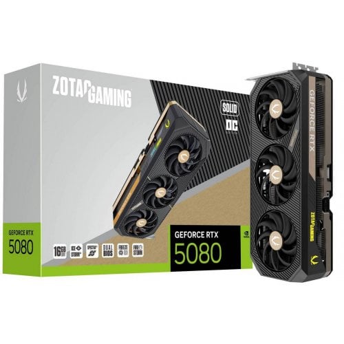 Купить Видеокарта Zotac GeForce RTX 5080 GAMING SOLID OC 16384MB (ZT-B50800J-10P) с проверкой совместимости: обзор, характеристики, цена в Киеве, Днепре, Одессе, Харькове, Украине | интернет-магазин TELEMART.UA фото